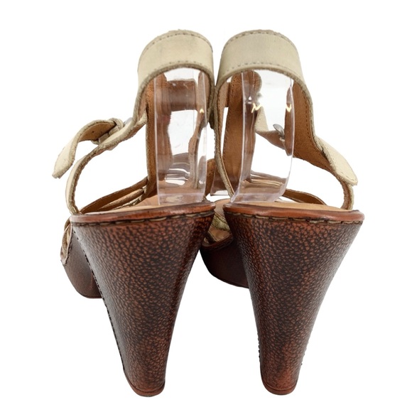 Born Sandal High Heels Womens Gold Brown Metallic Leather Strappy buckle sz 11 - Picture 5 of 9